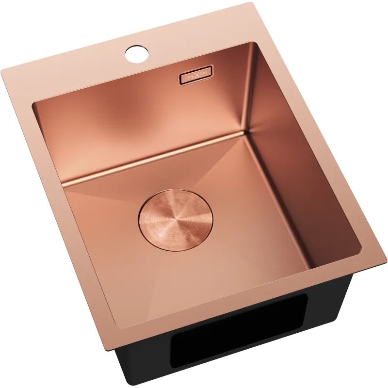 Mexen Solix, 1-komorový nerezový drez 400 x 500 mm, brúsená meď, 6406401000-65