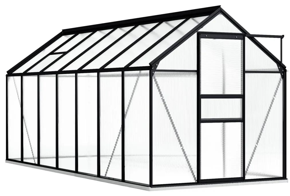 Hliníkový skleník s podkladovým rámom, antracitový 8,17 m²