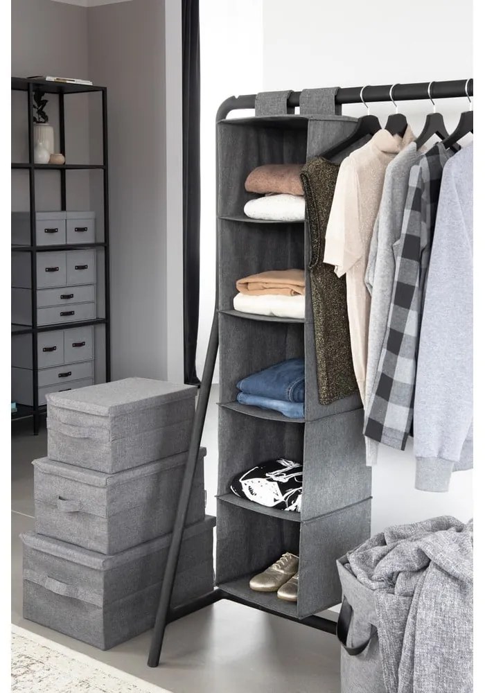 Sivý látkový úložný box s vekom 34x45x25 cm Soft Storage – Bigso Box of Sweden