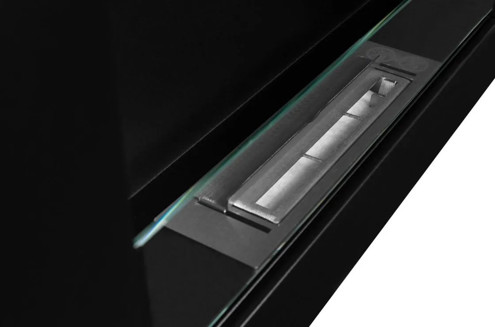 Závesný biokrb na stenu EOS BOX ČIERNY MAT SO SKLOM 65x40x12