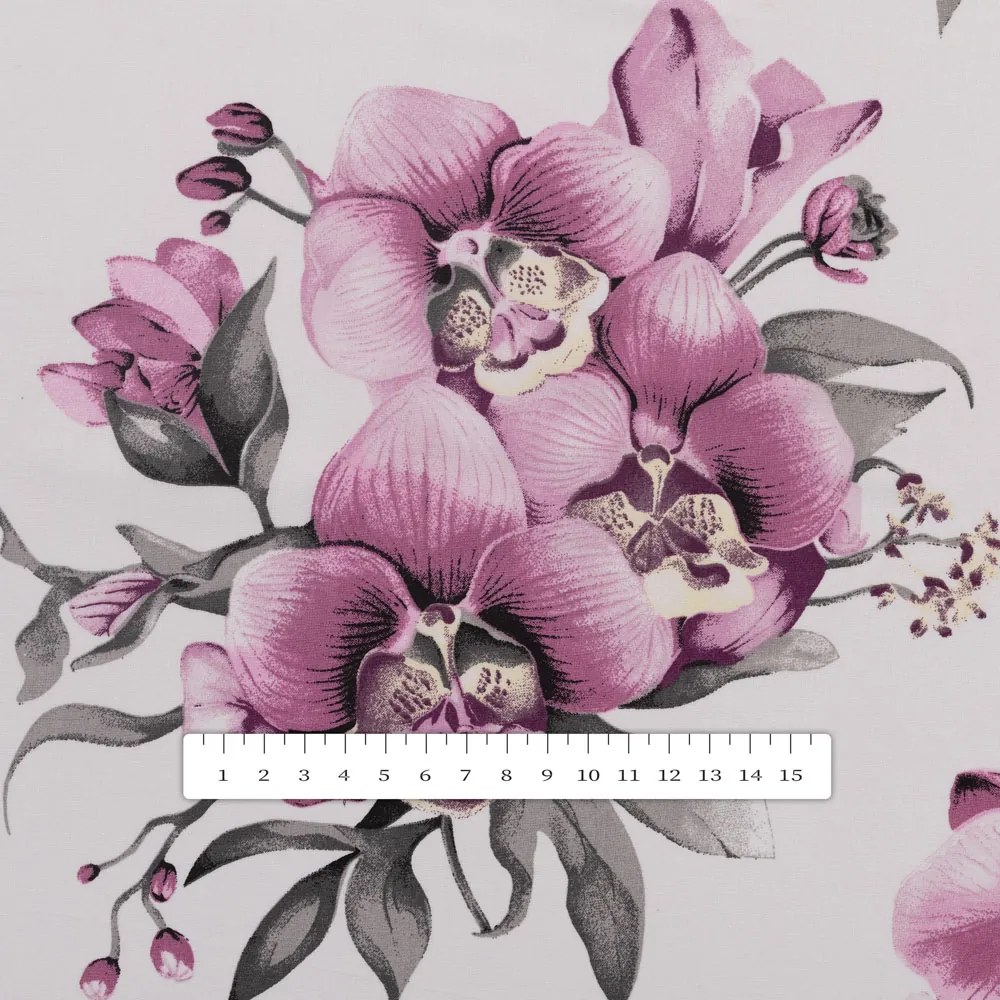 Biante Bavlnený štvorcový obrus Sandra SA-623 Lila orchidey na bielom 40x40 cm