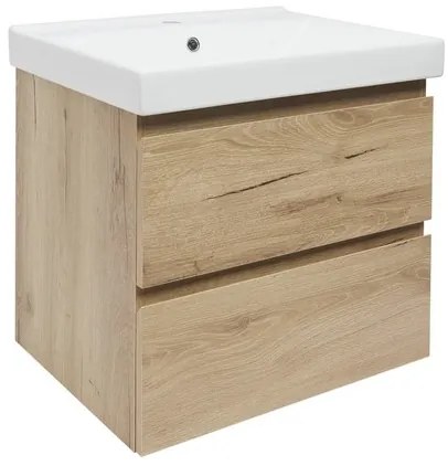 Kúpeľňová skrinka 2 zásuvky s umývadlom SAT B-Way 59x50x45 cm dub matný BWAY260OAKU1, 1 ks