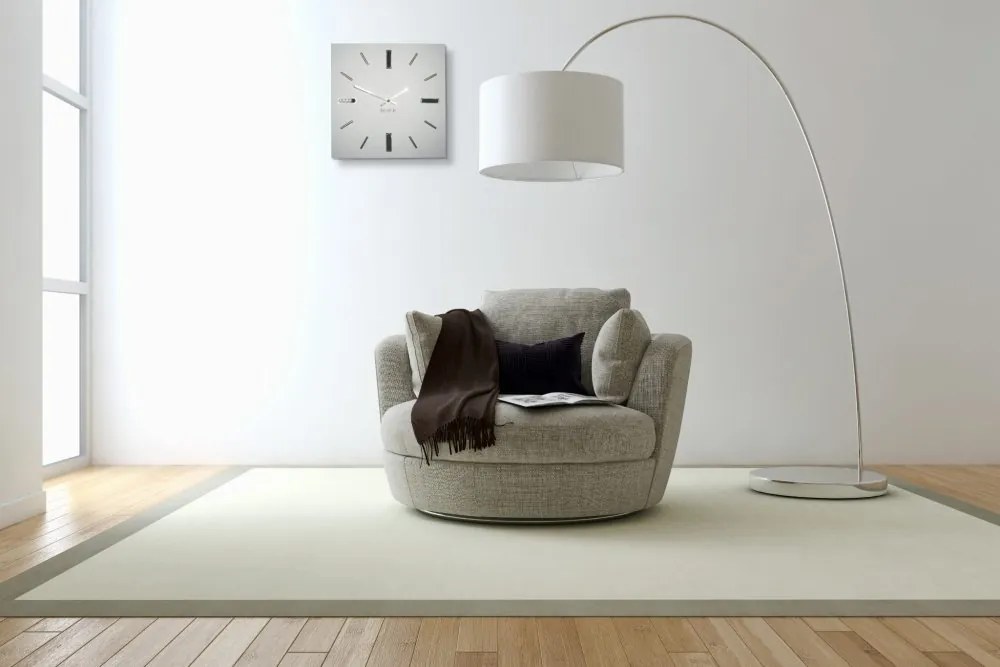 Biele hodiny BRILLIANT 30 cm so striebornými doplnkami