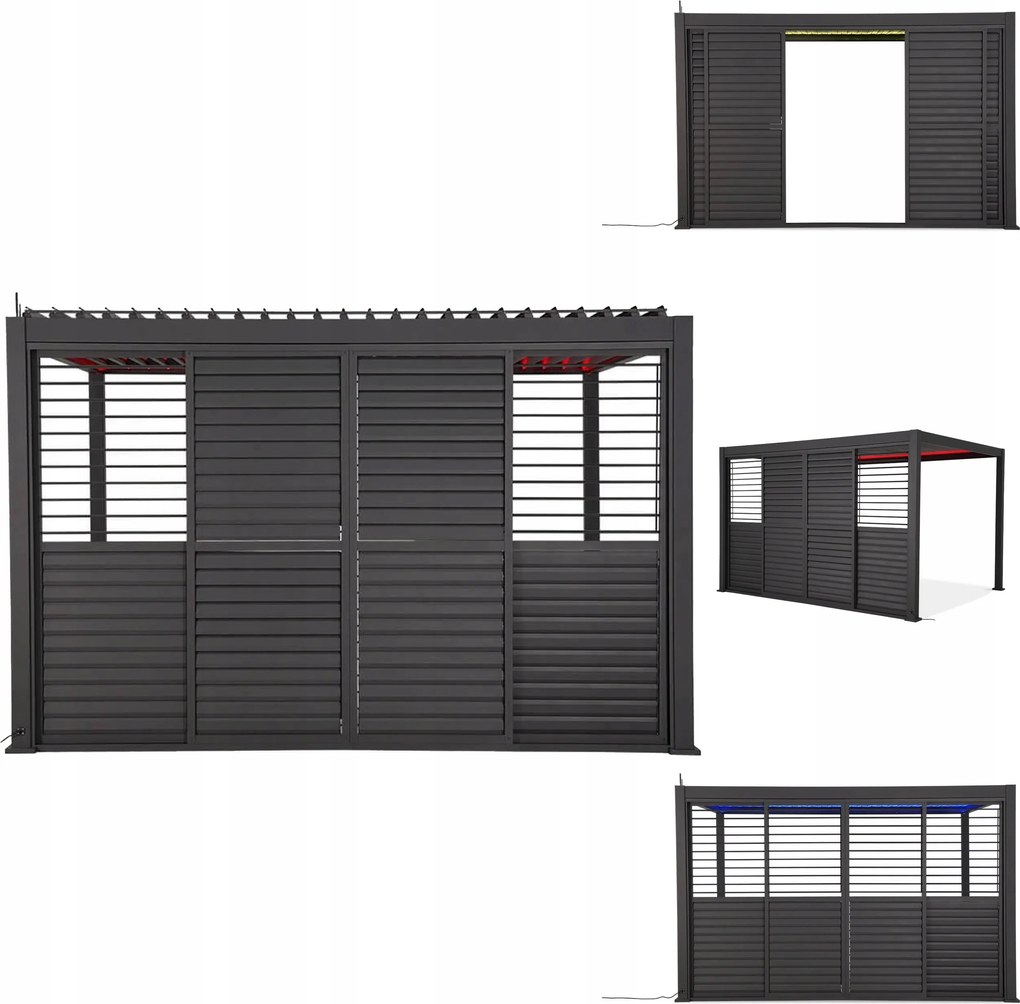 Posuvné žalúziové dvere pre pergolu Premium 4m Gutroof, antracitová farba
