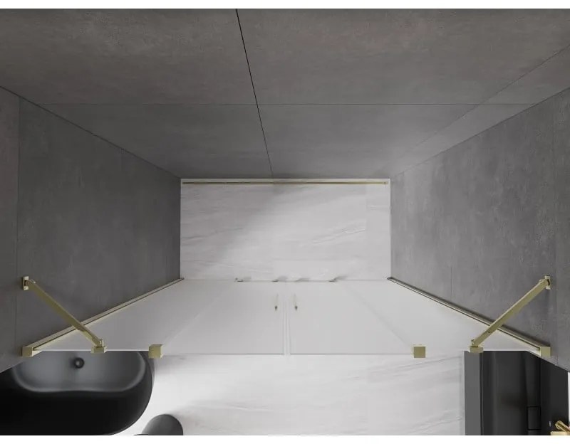 Mexen Velar Duo, posuvné sprchové dvere do otvoru 180 cm, 8mm sklo námraza, zlatá lesklá, 871-180-000-32-50