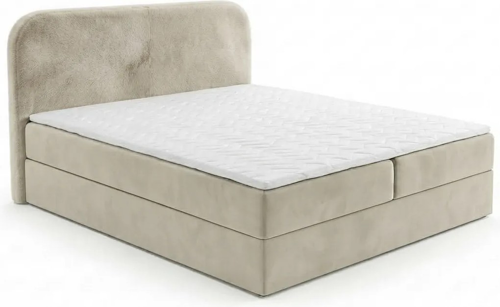 Čalúnená posteľ boxspring FORENA 140x200 cm krémová Matrac: Bonell pružinová matrac