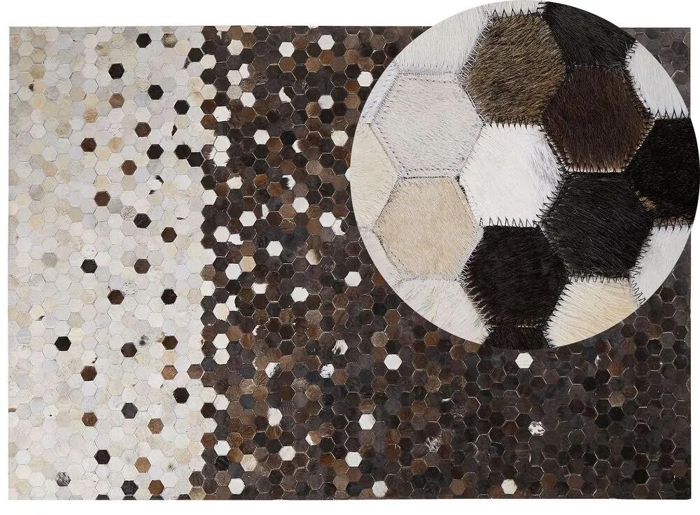 Kožený koberec 160 x 230 cm hnedá/béžová EYIM Beliani