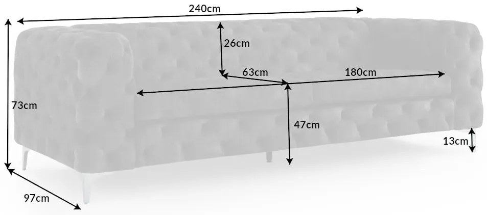 Sedačka Modern Barock 240 cm tmavosivá