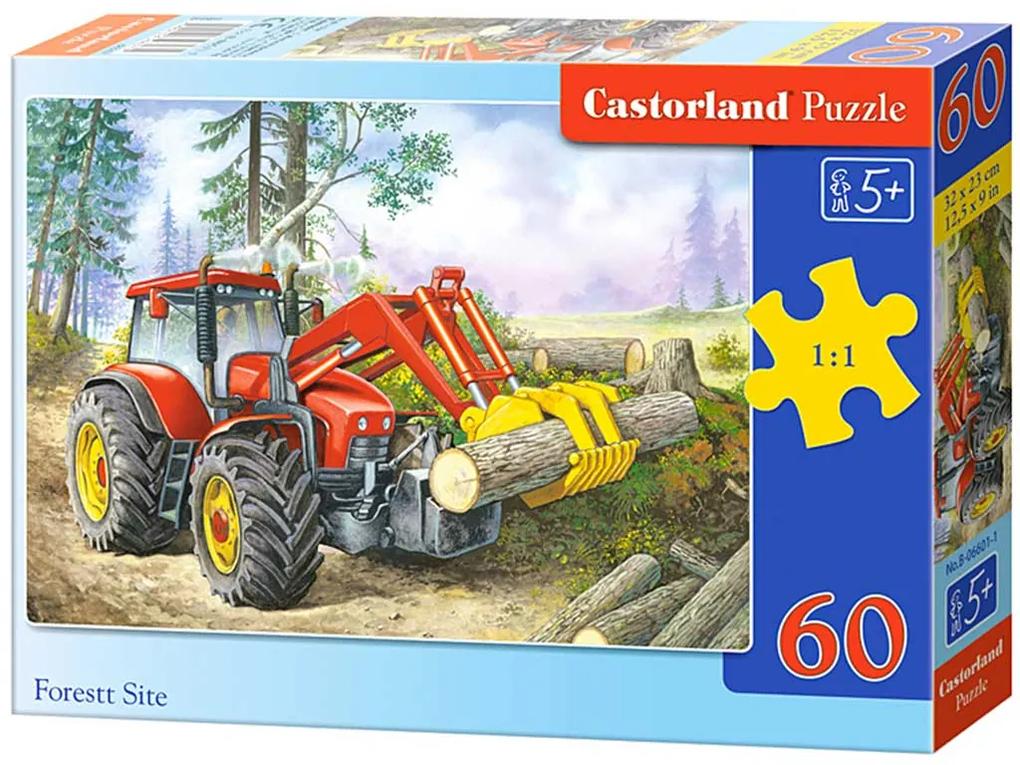 KIK CASTORLAND Puzzle 60el. Lesný pozemok - Traktor s drapákom