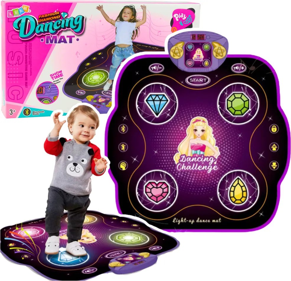 LEAN Toys Interaktívna hudobná tanečná podložka pre deti s Bluetooth, 9 úrovní hry