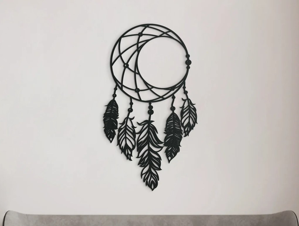 drevko Drevená mandala Lapač snov Rozmer obrazu: 44,5 x 25 cm, Farba dekorácie: Čierna