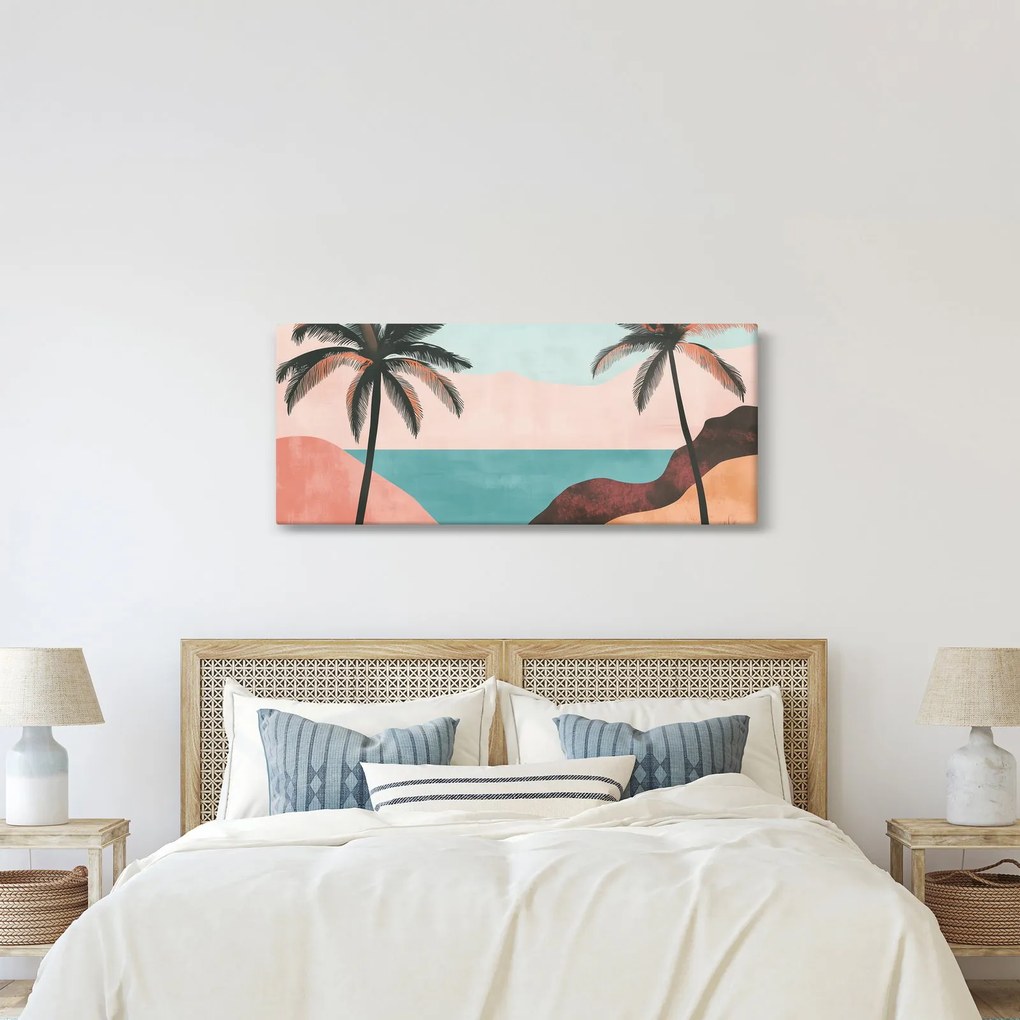 Obraz - Palmy pri mori (120x50 cm)