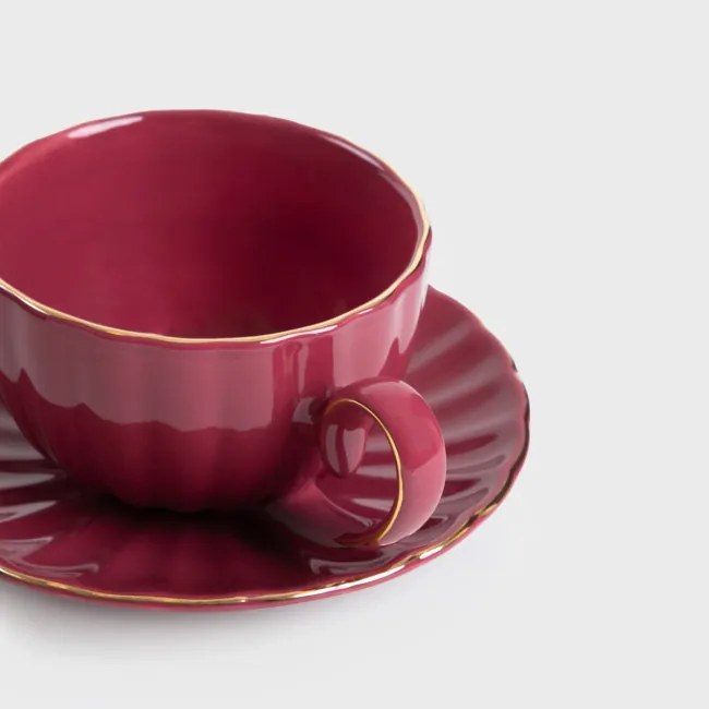 Šálka MINA s podšálkou, bordová 730627 250 ml