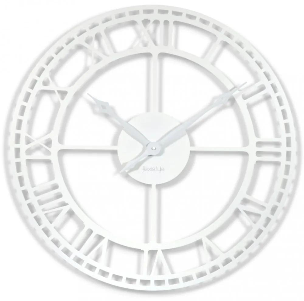 Kovové biele nástenné hodiny vintage 80 cm