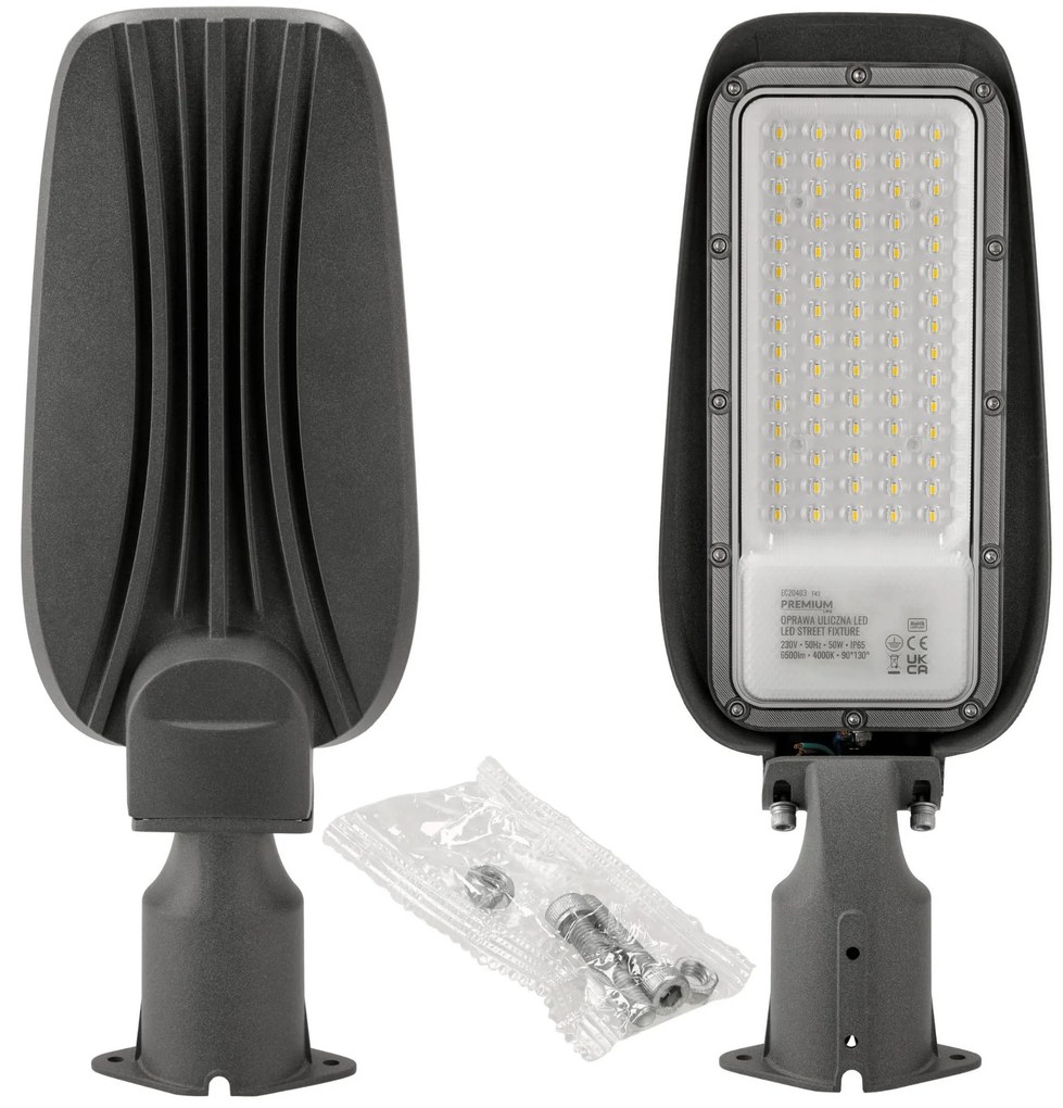 ECOLIGHT LED pouličná lampa 50W IP65 neutrálna biela