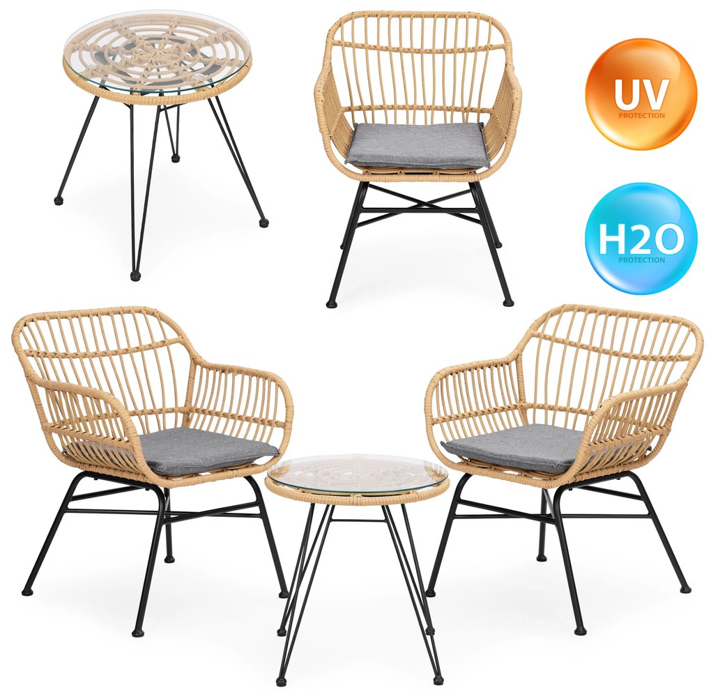 MultiGarden Set záhradného nábytku v technorattane stoličky stôl + vankúše MultiGarden