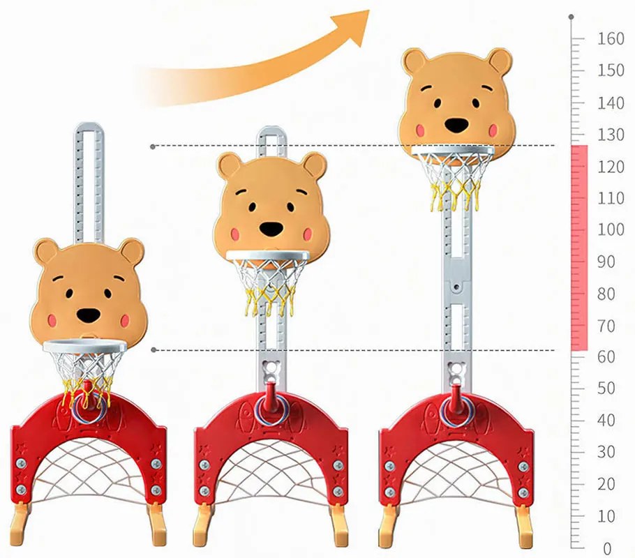 Detská hracia súprava 4 v 1 s nastaviteľnou výškou, oranžovo-žltá