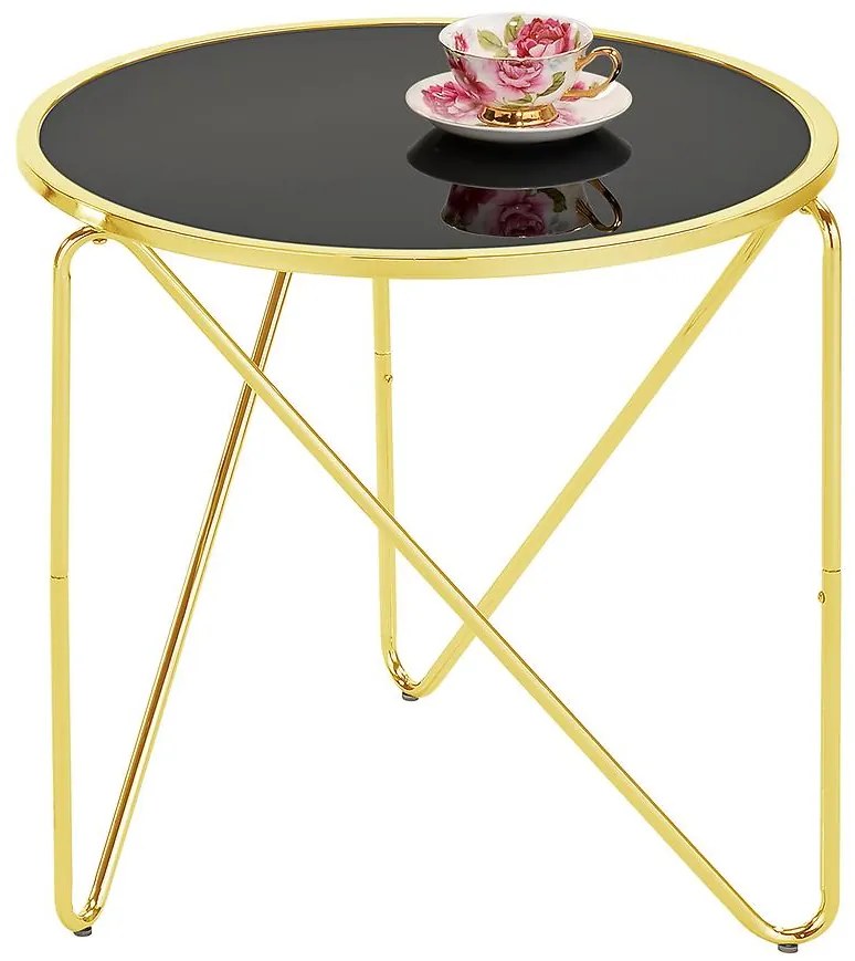 Konferenčný Stolík Gc7336 57x57x54 Mosadz/Čierna Sklo