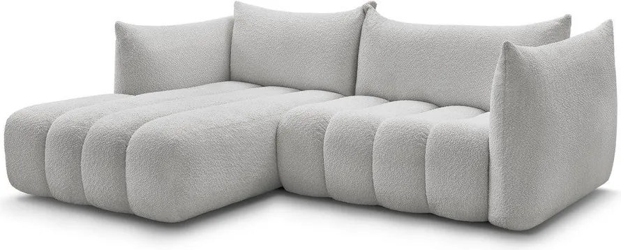 Svetlosivá rohová pohovka z textílie buklé (ľavý roh/s leňoškou) Azra – Bobochic Paris