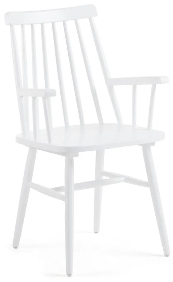 Biela jedálenská stolička z dreva kaučukovníka Kave Home Kristie