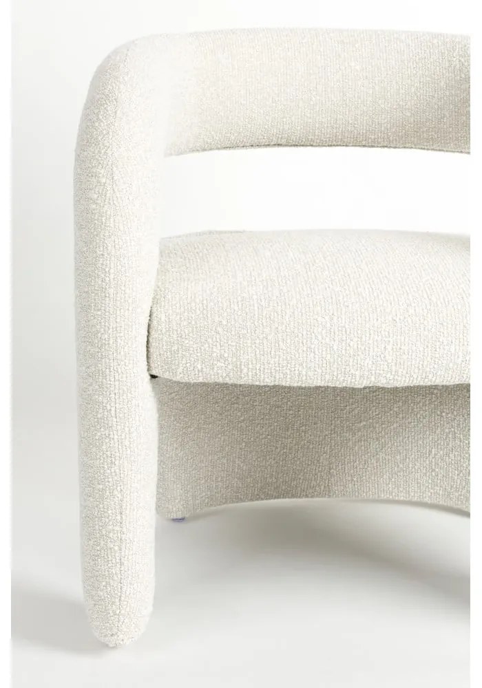 Biele kreslo z textílie buklé Nova – White Label