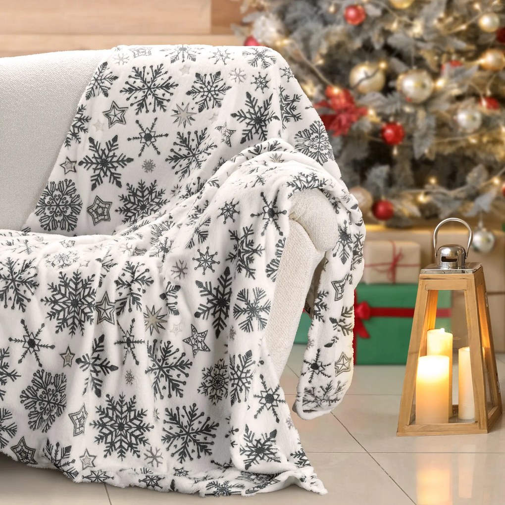 VIANOČNÁ FLEECOVÁ DEKA SNOW1 150X200 CM VZOROVANÁ