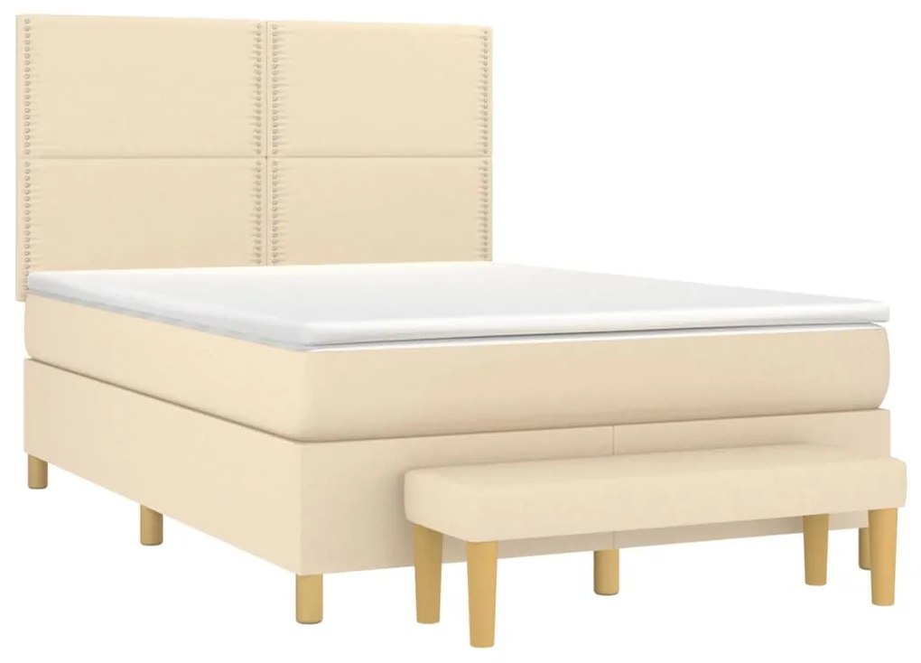 Posteľný rám boxspring s matracom krémový 140x200 cm látka