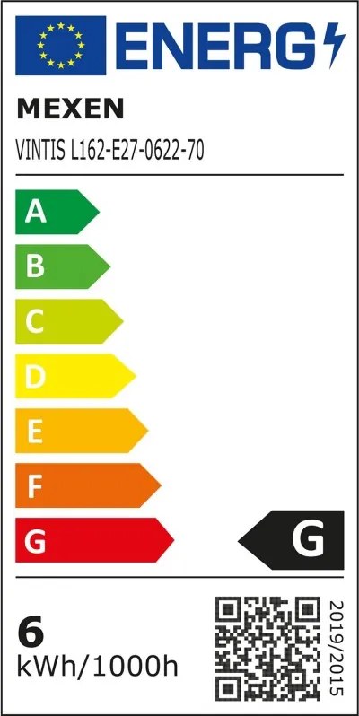 Mexen Vintis, LED filamentová žiarovka E27, ST64, 6 W, teplá biela 2200K, dymová, L162-E27-0622-70