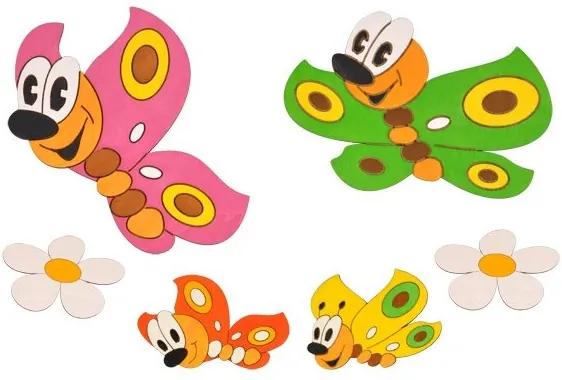 Zostava drevených dekorácií Motýle a margarétky