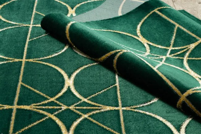 Koberec EMERALD exkluzívny 1010 glamour, styl kruhy fľaľkovo zelený / zlatý