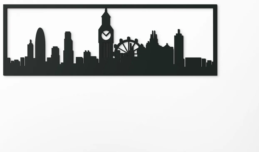 drevko Obraz Londýn panoráma Rozmer obrazu: 29,5 x 89 cm, Farba dekorácie: Čierna