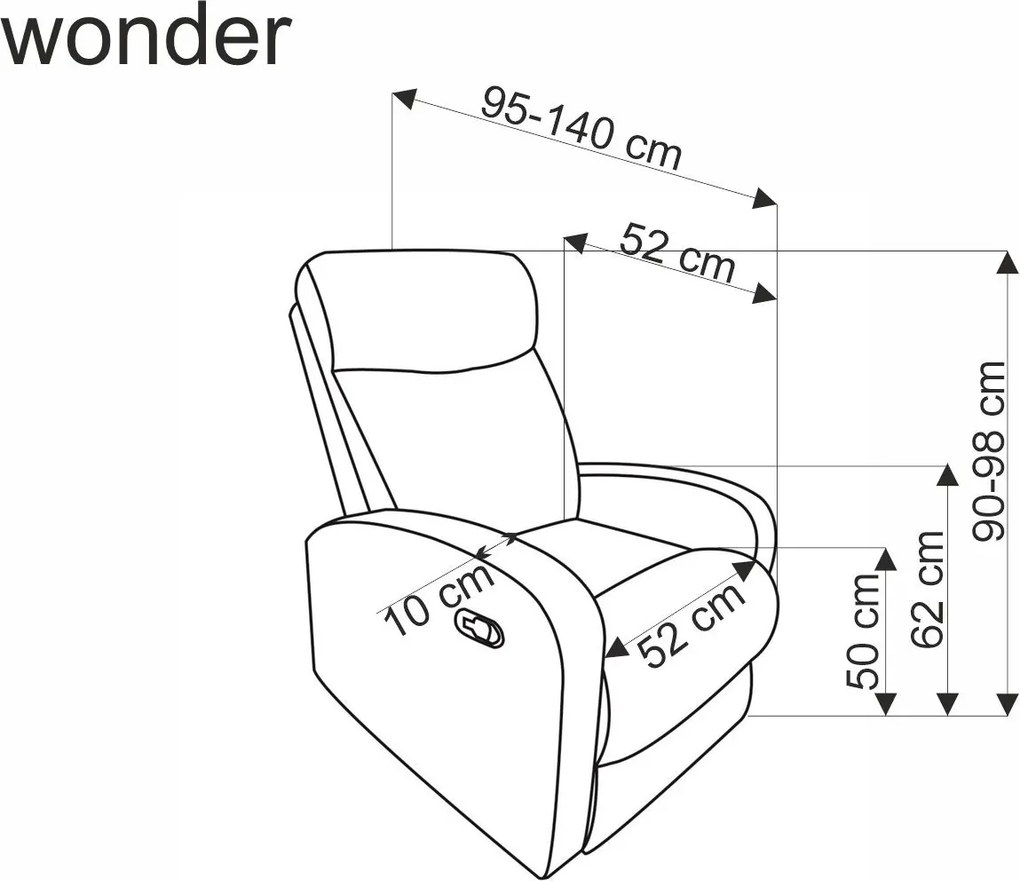Polohovací křeslo WONDER s funkcí houpání skořicové