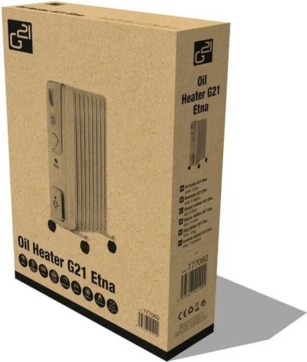 G21 Olejový radiátor Etna, 9 rebier, 2000 W, biela