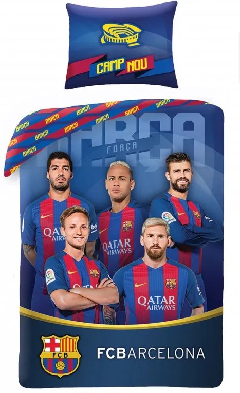 Halantex · Bavlnené posteľné obliečky - posteľná bielizeň - FC Barcelona - Camp Nou - 140 x 200 + 70 x 90 cm - Certfikát Oeko-Tex Standard