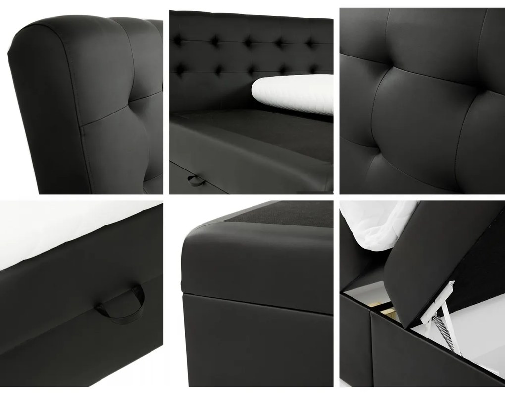 Kontinentálna posteľ Limbo, Rozmer postele: 120x200, Dostupné poťahy: ekokoža Soft 011 (čierna)