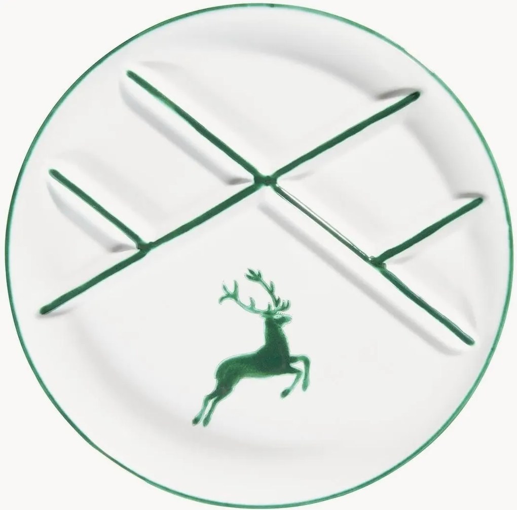 Ručne vyrobený tanier na fondue Grüner Hirsch