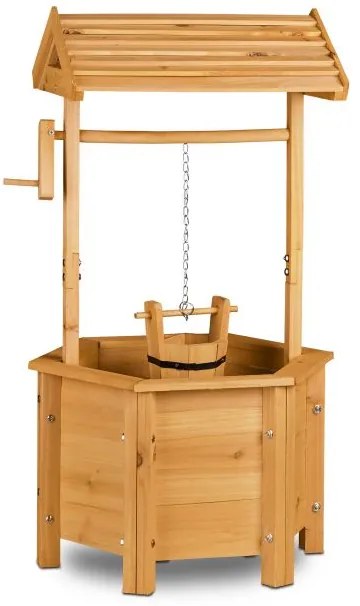 Drevená dekoratívna studňa s vedierkom a kľukou Relaxdays RD20755 – výška 82 cm