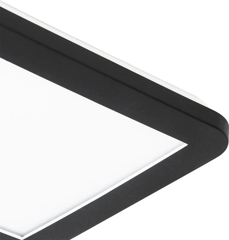 Stropné svietidlo čierne 22,5 cm štvorcové vrátane LED 3-stupňový stmievač IP44 - Steve