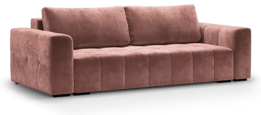 Ružová zamatová rozkladacia pohovka Milo Casa Luca