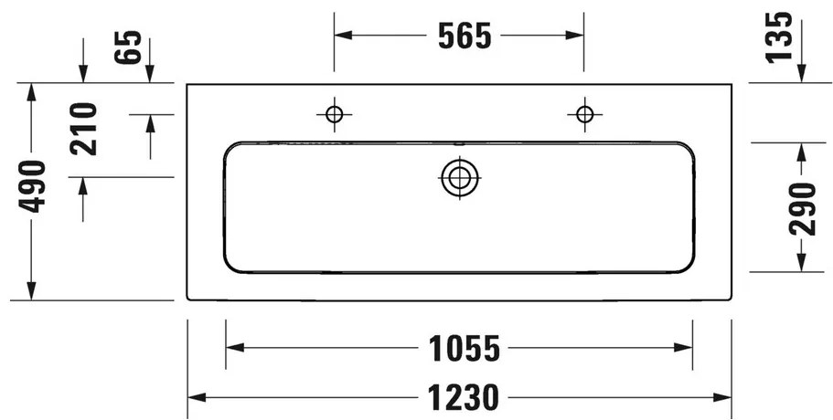 Duravit ME by Starck - Umývadlo do nábytku 1230x490 mm, biela matná 2361123260