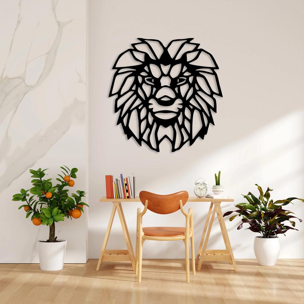 Obraz hlavy leva na stenu - Čierna