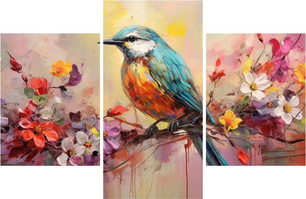 Obraz - Maľba vtáčika (90x60 cm)