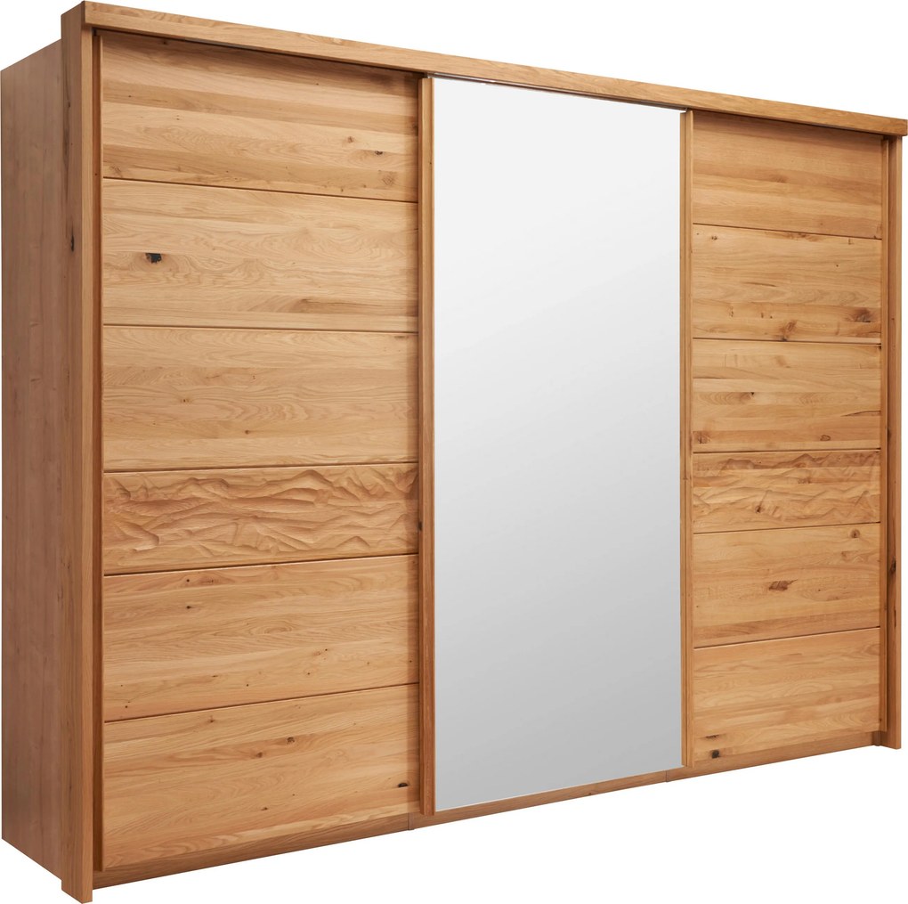 XXXLutz SKRIŇA SO ZRKADLOM, divoký dub, farba duba, 285/216/70 cm Linea Natura - Skrine - 002686001501