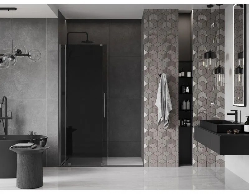 Mexen Velar, posuvné sprchové dvere do otvoru 160 cm, 8mm šedé sklo, grafit brúsený, 871-160-000-41-66