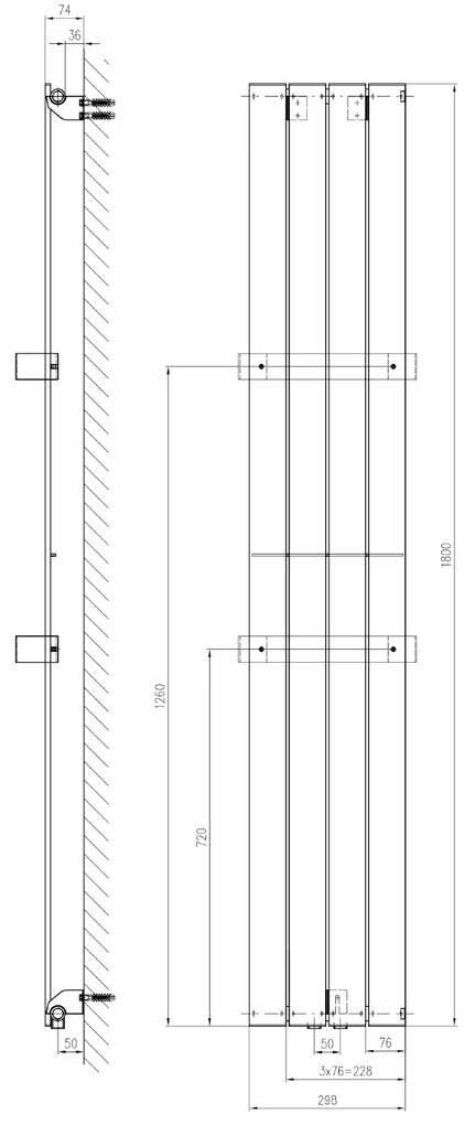 Sapho, COLONNA vykurovacie teleso 298x1800mm, bridlica s texturou, IR144