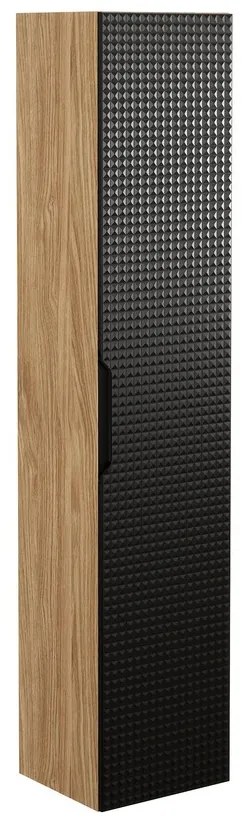 Vysoká závesná kúpeľňová skrinka LUXOR BLACK 80-01-1D čierna/dub olejovaný