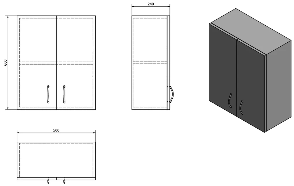 Aqualine Aqualine, SIMPLEX ECO závesná skrinka 50x60x24cm, SIME530
