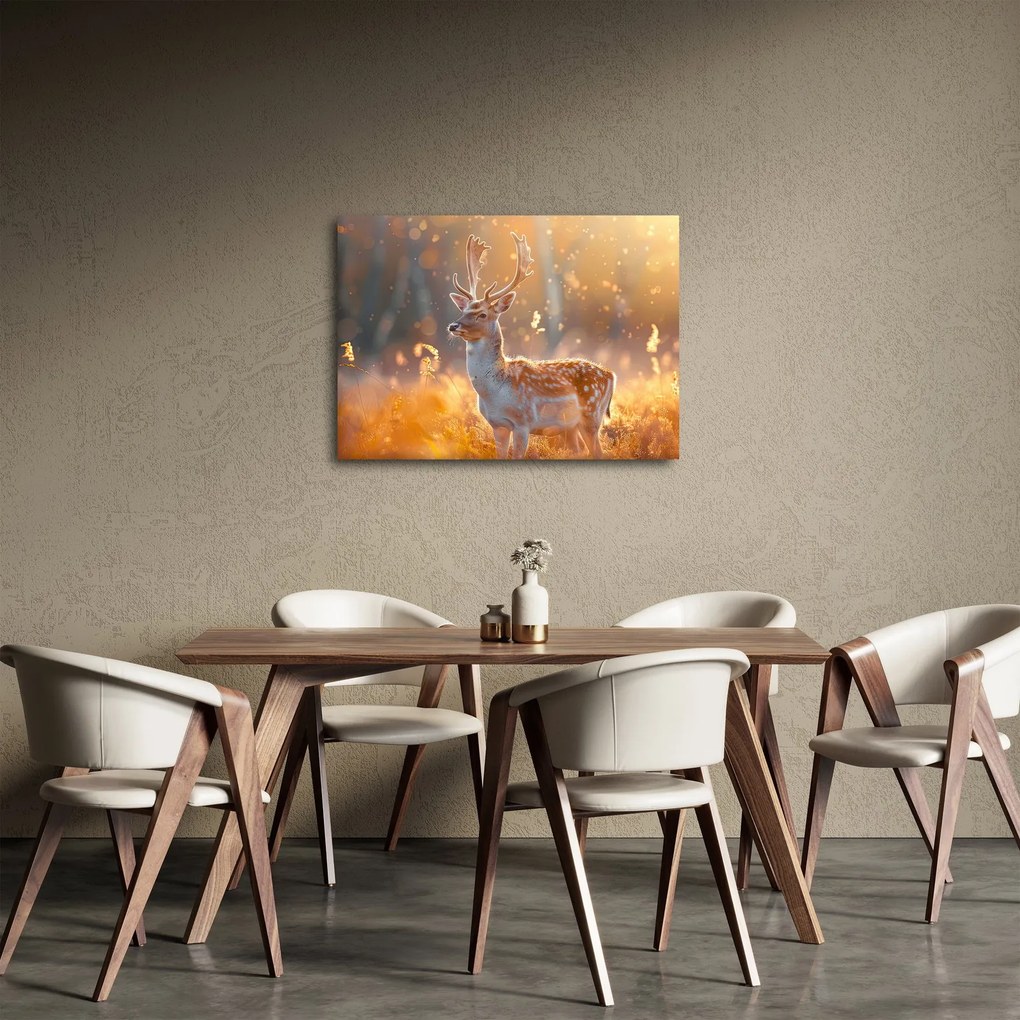 Obraz - Jeleň v poli (70x50 cm)