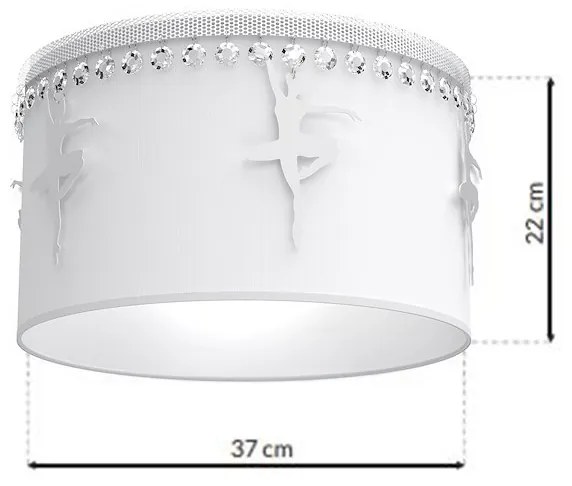 Detské stropné svietidlo Baletnica white I, 1x biele textilné tienidlo