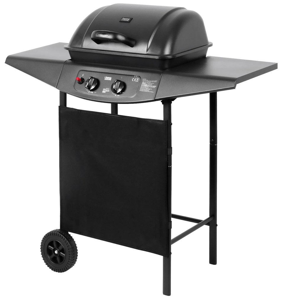 Teesa TSA0080 Plynový gril 2000, 2 horáky, 5 kW, čierny